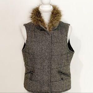 ✔️THE LIMITED|Tweed Vest w/Faux Fir Collar|Medium